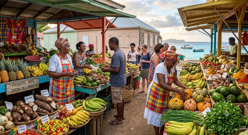 Marché de fruits et légumes en Guadeloupe